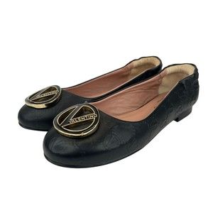 Valentino Mario Valentino Calliope Leather Ballet Flats Sz. 7 Black-FLOOR MODEL